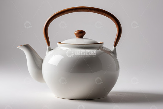 白色茶壶特写