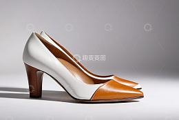 拼色高跟鞋特写