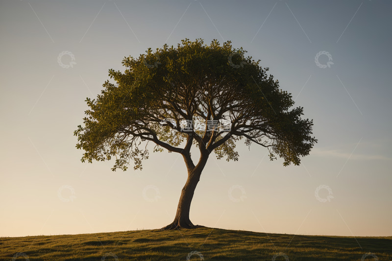 高清大图下载【趣麦麦图】草地上的单棵树木