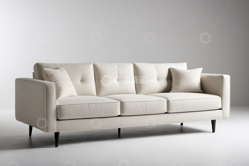 高清大图下载【趣麦麦图】现代米色三人沙发及抱枕