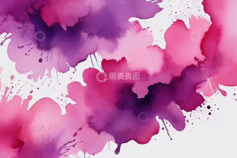 高清大图下载【趣麦麦图】-粉紫色水彩抽象艺术背景