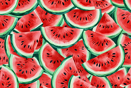 水彩风格西瓜切片图案
