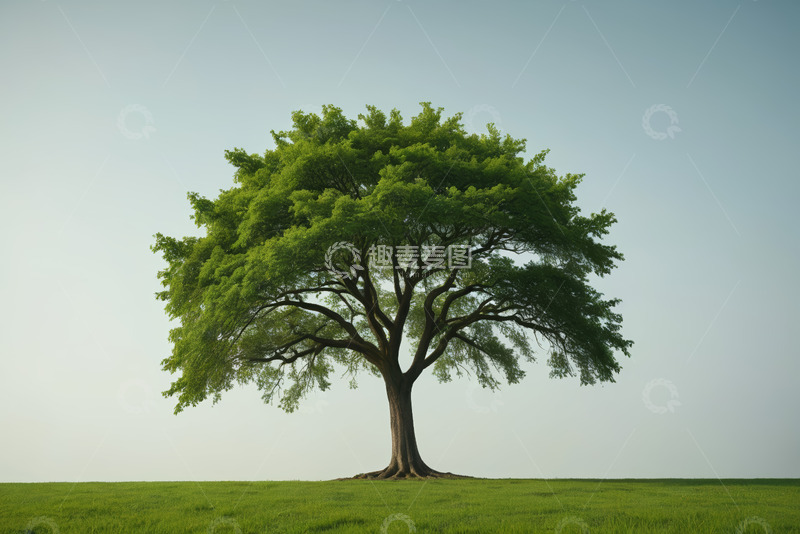 高清大图下载【趣麦麦图】草原上的单棵绿树