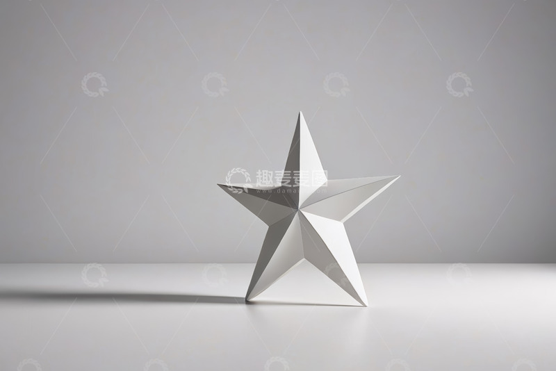 高清大图下载【趣麦麦图】白色立体五角星静物特写