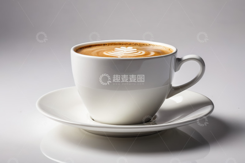 高清大图下载【趣麦麦图】白色杯碟装的拉花咖啡