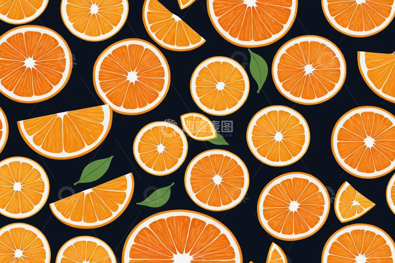 高清大图下载【趣麦麦图】橙色水果切片图案背景
