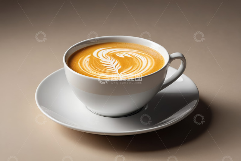 高清大图下载【趣麦麦图】白色杯碟上的拉花咖啡
