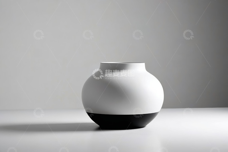 高清大图下载【趣麦麦图】简约黑白陶瓷花瓶静物