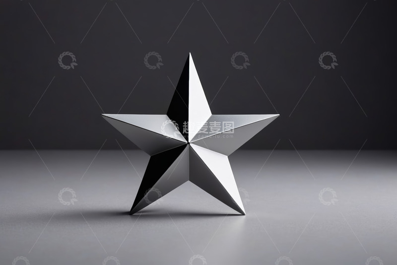 高清大图下载【趣麦麦图】立体五角星金属质感素材