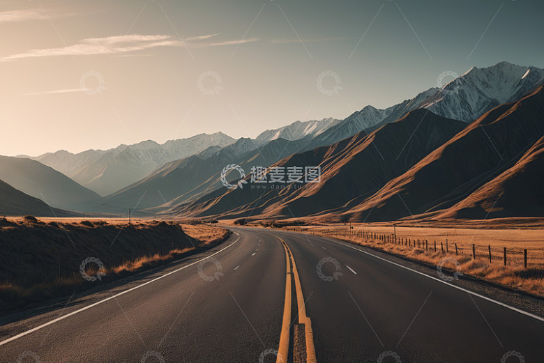 公路延伸至远方的山脉景观