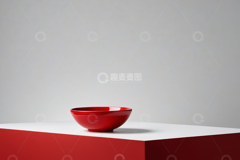 高清大图下载【趣麦麦图】白色平台上的红色碗静物