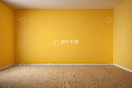 空旷房间黄色墙面木地板