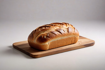 木砧板上的新鲜面包