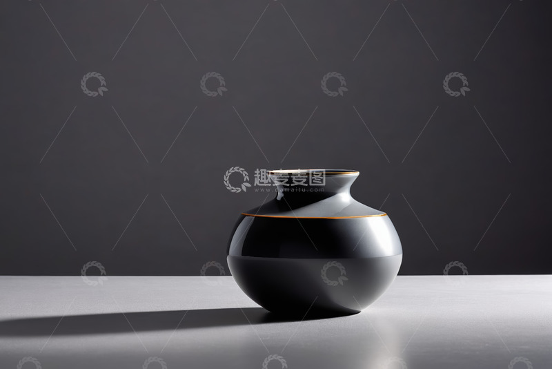 高清大图下载【趣麦麦图】黑色陶瓷花瓶静物特写