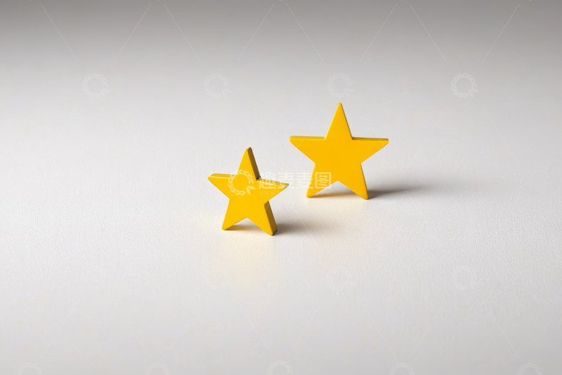 高清大图下载【趣麦麦图】两颗黄色立体星星静物