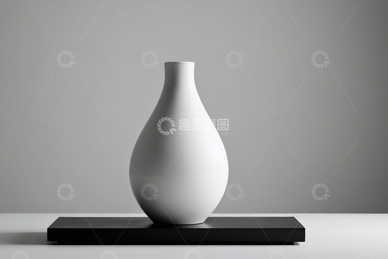 高清大图下载【趣麦麦图】白色花瓶置于黑色底座上