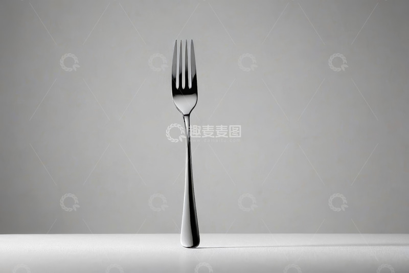高清大图下载【趣麦麦图】单支金属叉子特写