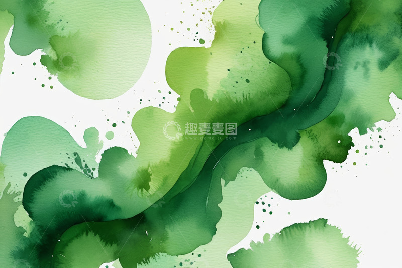 高清大图下载【趣麦麦图】绿色水彩艺术纹理背景