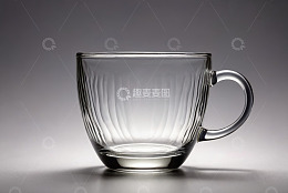 透明玻璃咖啡杯特写