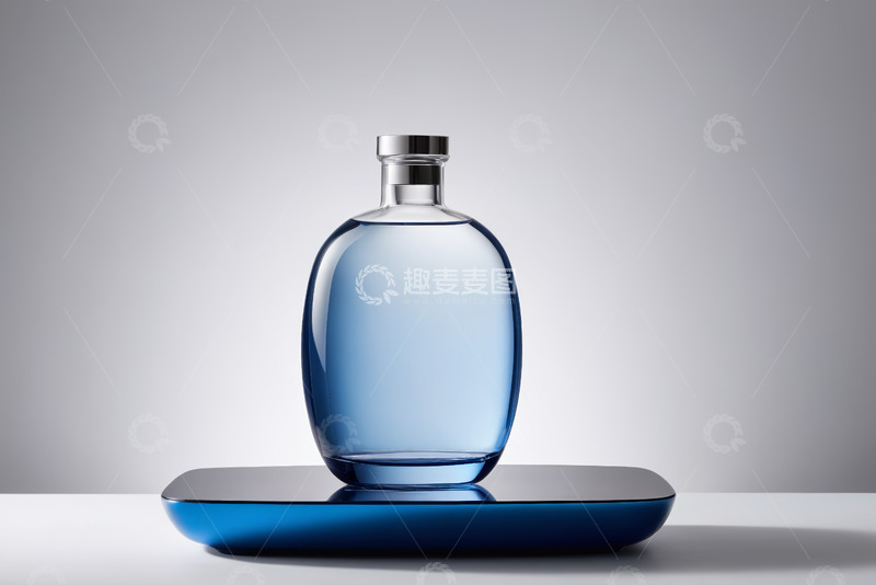 高清大图下载【趣麦麦图】蓝色玻璃香水瓶特写