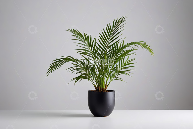 高清大图下载【趣麦麦图】-盆栽绿植摆放在白色台面上