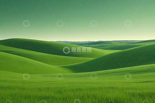 绿色起伏草地自然风光