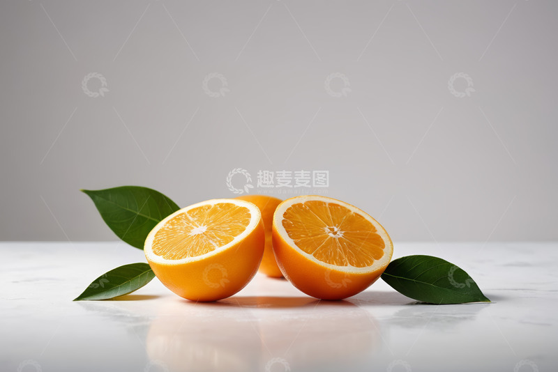 高清大图下载【趣麦麦图】桌面上摆放的新鲜橙子