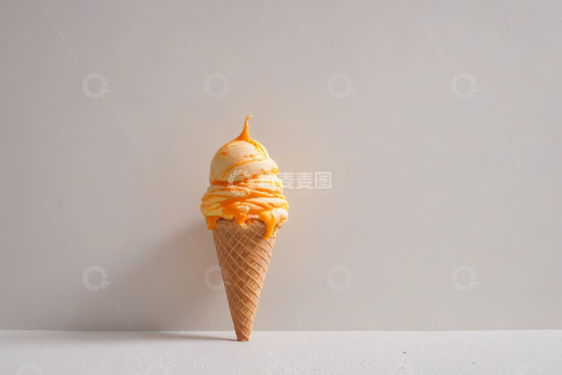 高清大图下载【趣麦麦图】锥形甜筒冰淇淋特写