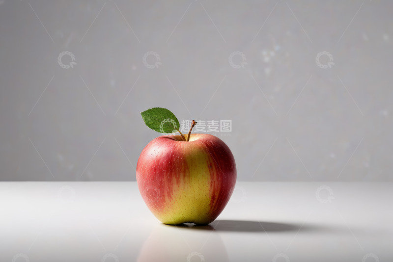 高清大图下载【趣麦麦图】单个新鲜苹果静物特写