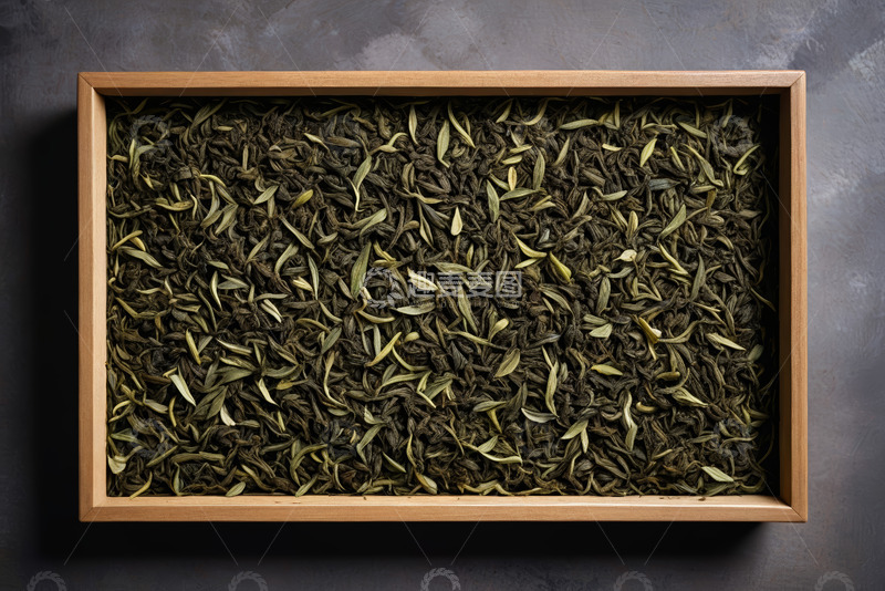 高清大图下载【趣麦麦图】木盒中摆放的干茶叶