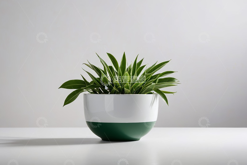高清大图下载【趣麦麦图】白色花盆中的绿色植物