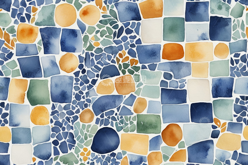 高清大图下载【趣麦麦图】水彩风格马赛克图案素材