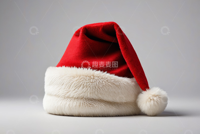 高清大图下载【趣麦麦图】红色圣诞老人帽子特写