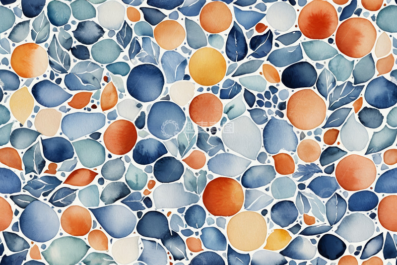 高清大图下载【趣麦麦图】水彩风格几何图案背景素材