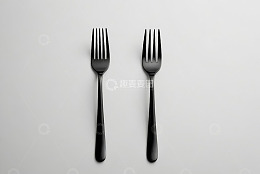 黑色餐叉特写