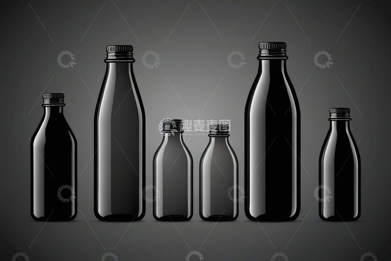 高清大图下载【趣麦麦图】黑色瓶子排列展示素材