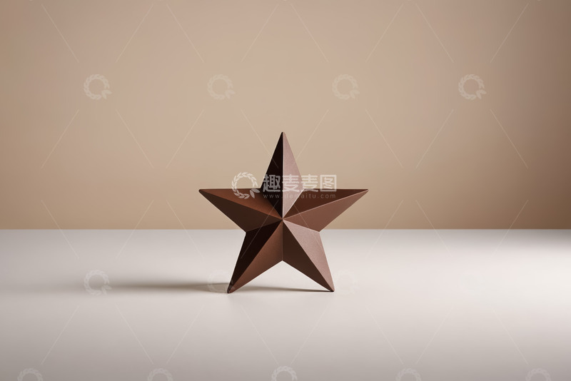 高清大图下载【趣麦麦图】棕色立体五角星静物素材