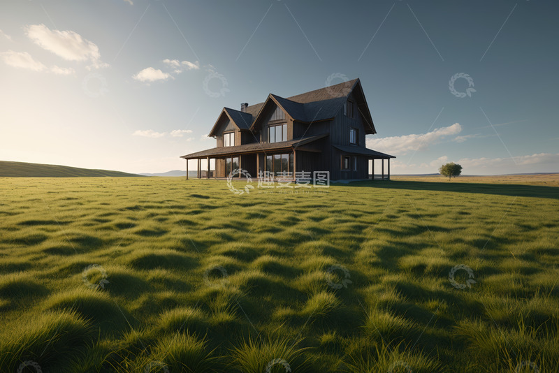 高清大图下载【趣麦麦图】草原上的独栋住宅