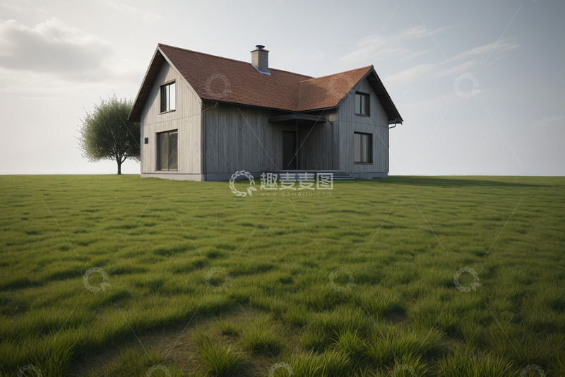 高清大图下载【趣麦麦图】草地中的独栋住宅
