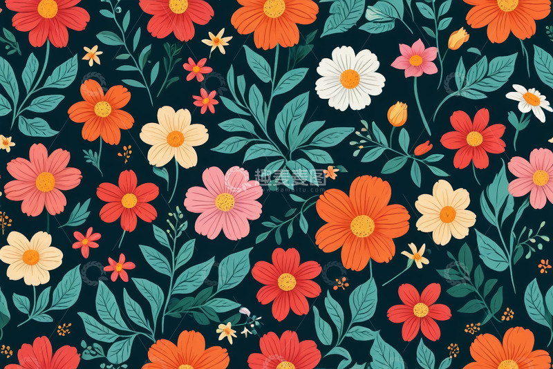 高清大图下载【趣麦麦图】花卉植物图案背景