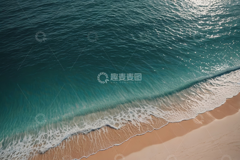 高清大图下载【趣麦麦图】海滩海浪俯瞰视角