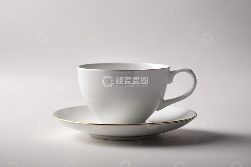 高清大图下载【趣麦麦图】白色陶瓷杯碟特写