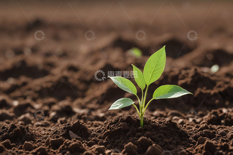 高清大图下载【趣麦麦图】土壤中生长的嫩绿植物