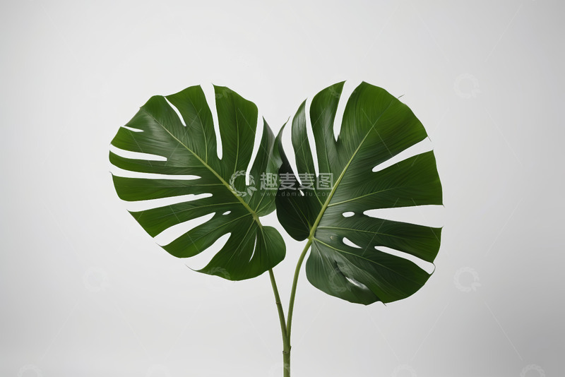 高清大图下载【趣麦麦图】绿色龟背竹叶片特写