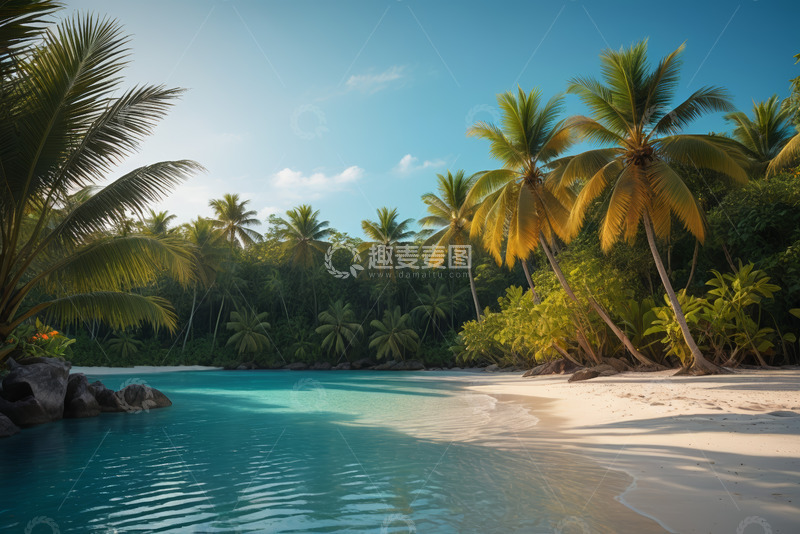 高清大图下载【趣麦麦图】热带海滩棕榈树自然风光