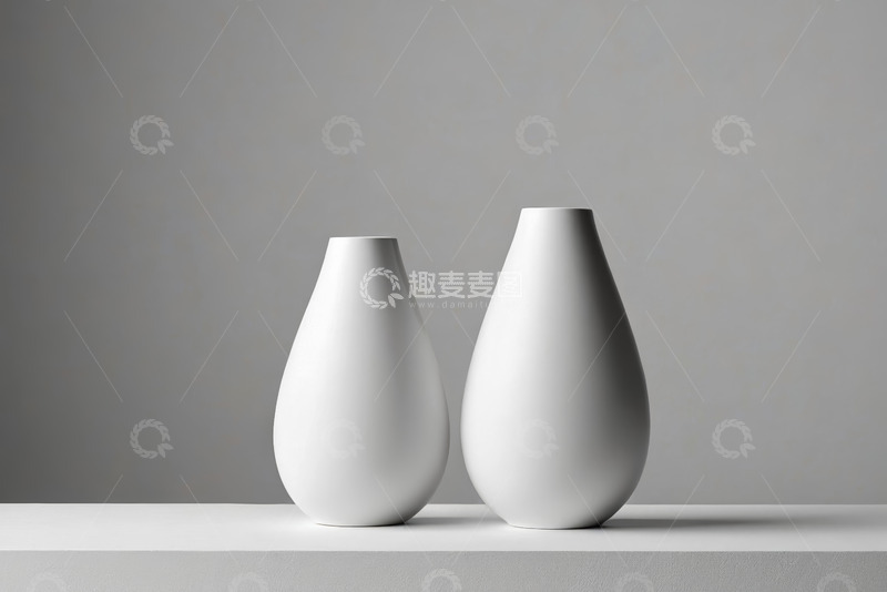 高清大图下载【趣麦麦图】两个白色花瓶现代简约装饰