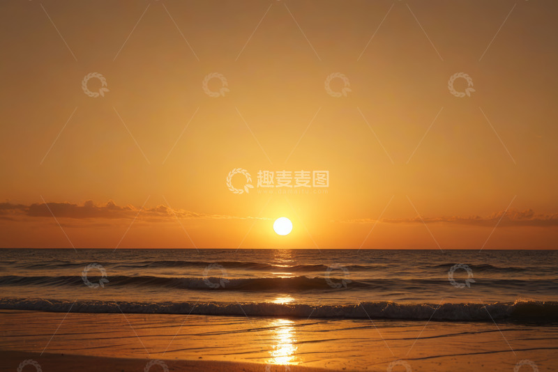 高清大图下载【趣麦麦图】海滩日落海洋风景