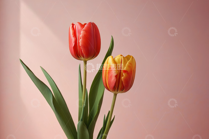 高清大图下载【趣麦麦图】红色黄色郁金香特写