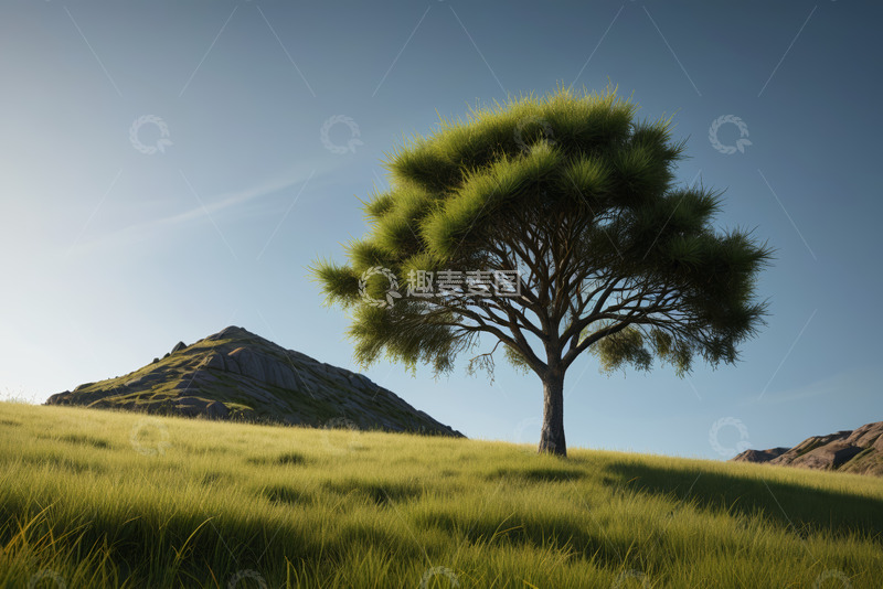 高清大图下载【趣麦麦图】草原上的孤树自然风光