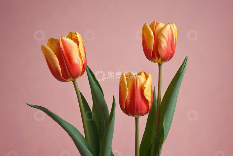 高清大图下载【趣麦麦图】红黄相间郁金香特写